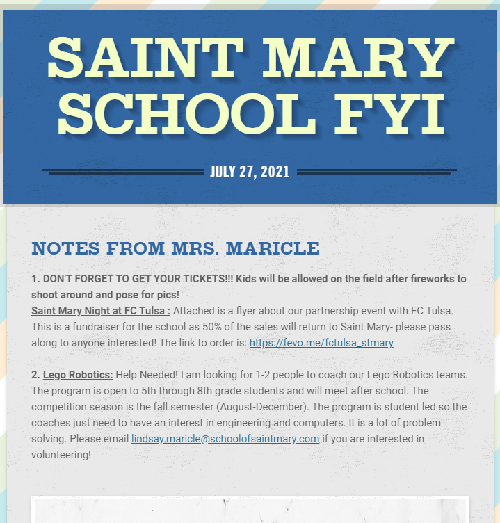 Mrs. Maricle’s FYI 08_02_2021